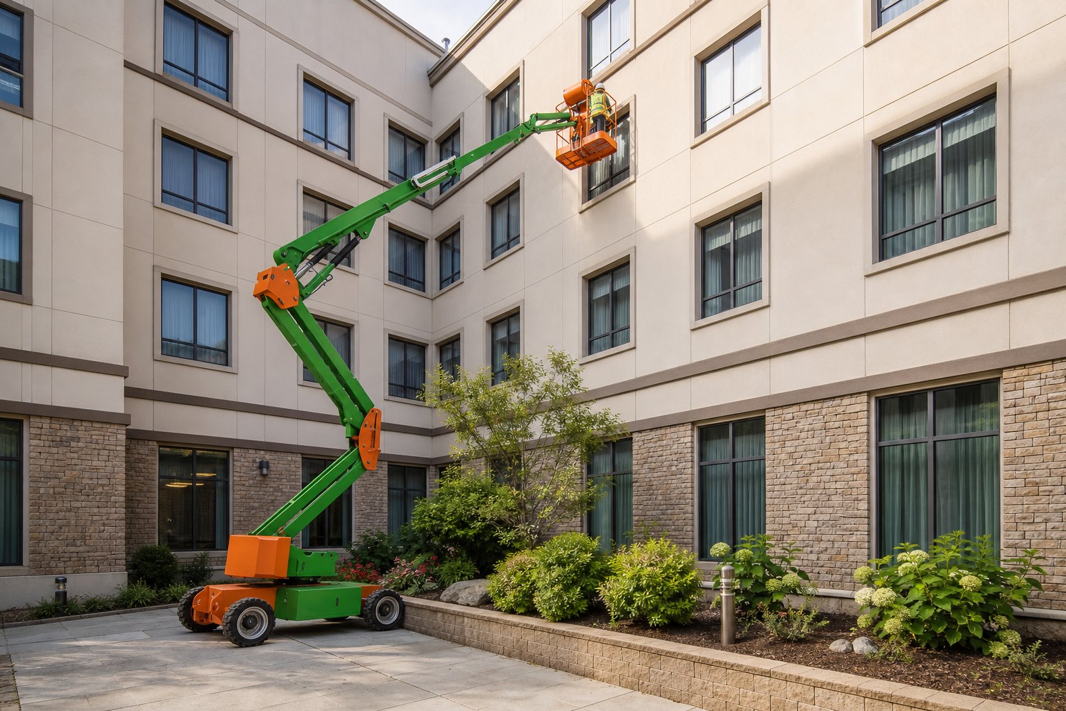 Articulating Boom Lift Case: Safer Facade Maintenance When Obstacles Block Access scene detail 2