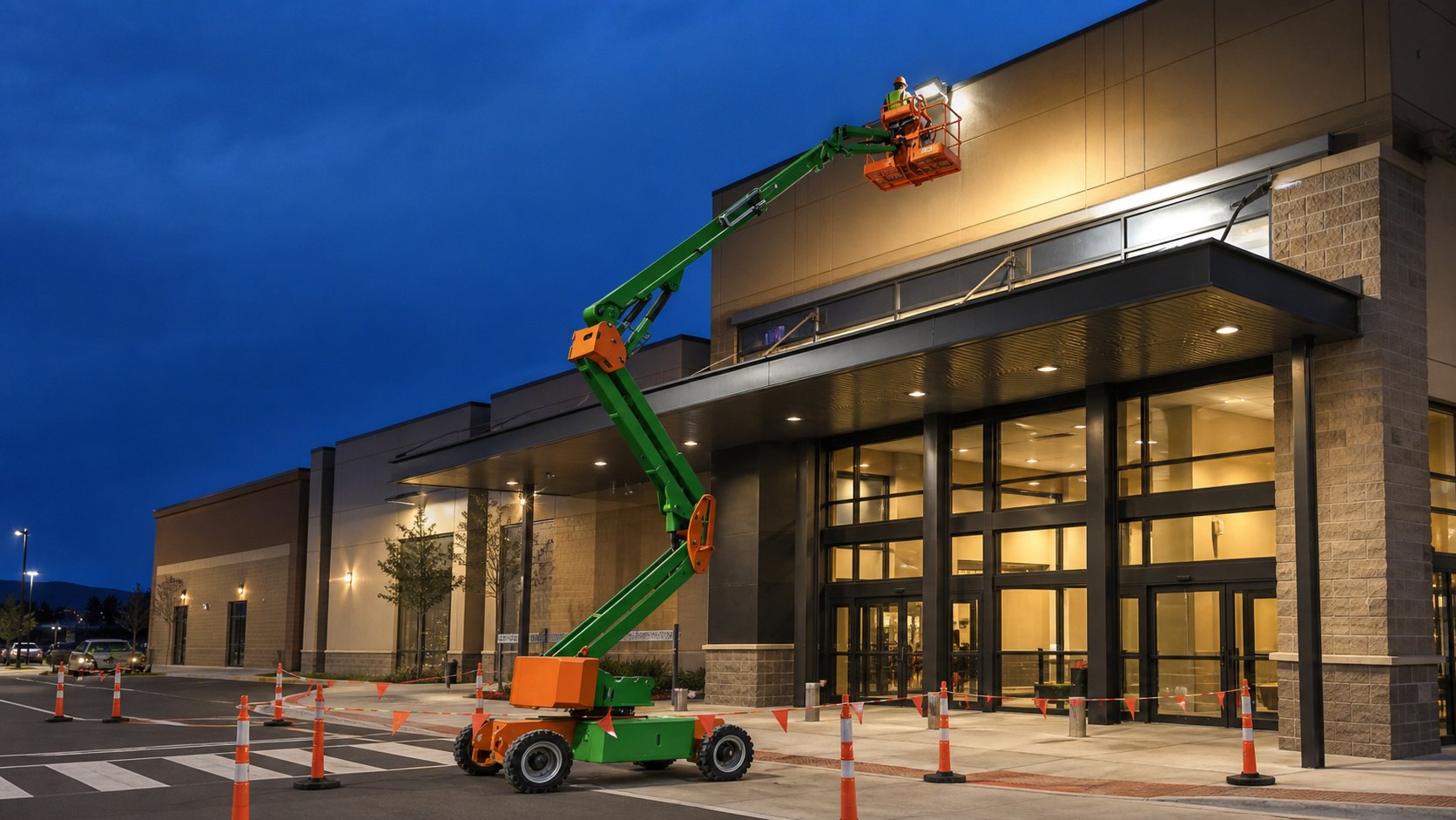 Articulating Boom Lift Case: Safer Facade Maintenance When Obstacles Block Access scene detail 3