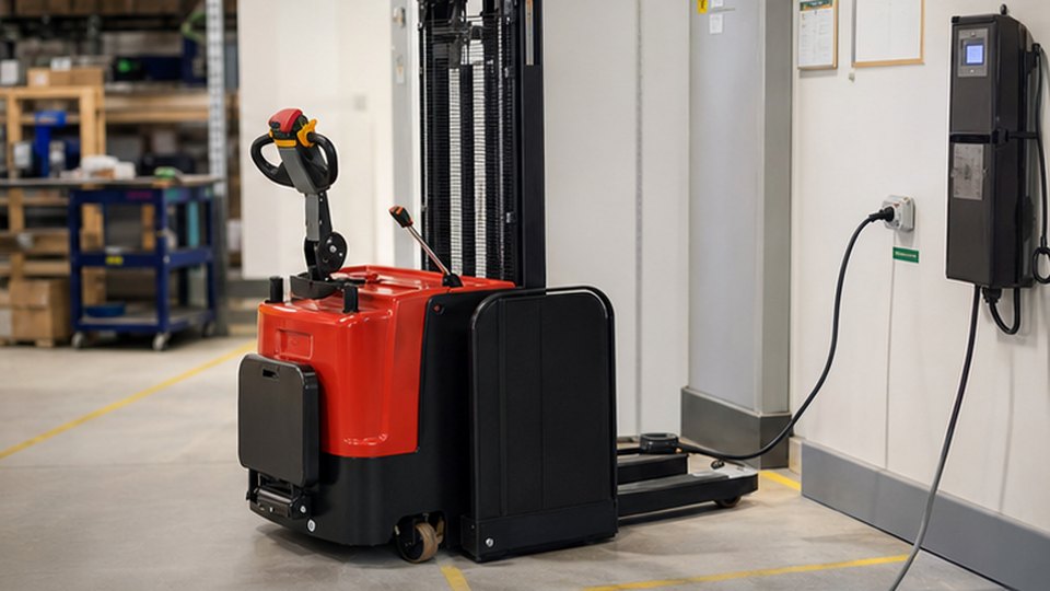 Electric Pallet Stacker Battery Questions: Charger, Working Hours and Safety scene detail 3