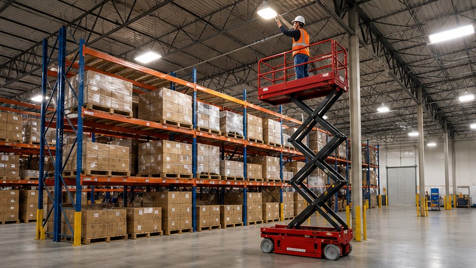 Indoor Lift Platform Case: Warehouse Lighting and Factory Maintenance scene detail 1
