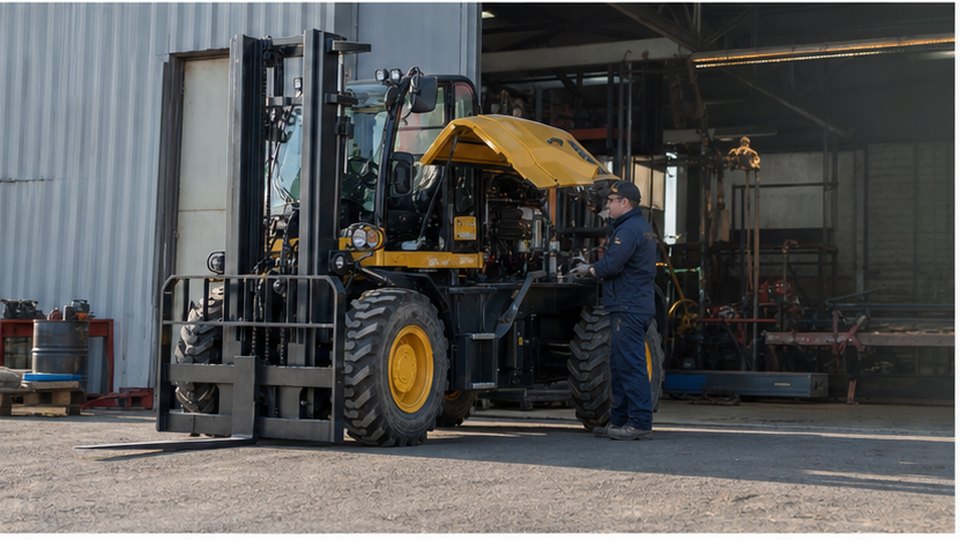 Rough Terrain Forklift Tire Questions: Pneumatic Tires, Gravel Yards and Daily Loading scene detail 3