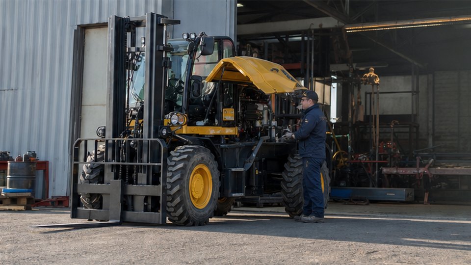 Can a Rough Terrain Forklift Work Safely on Slopes, Mud and Broken Ground? scene detail 3