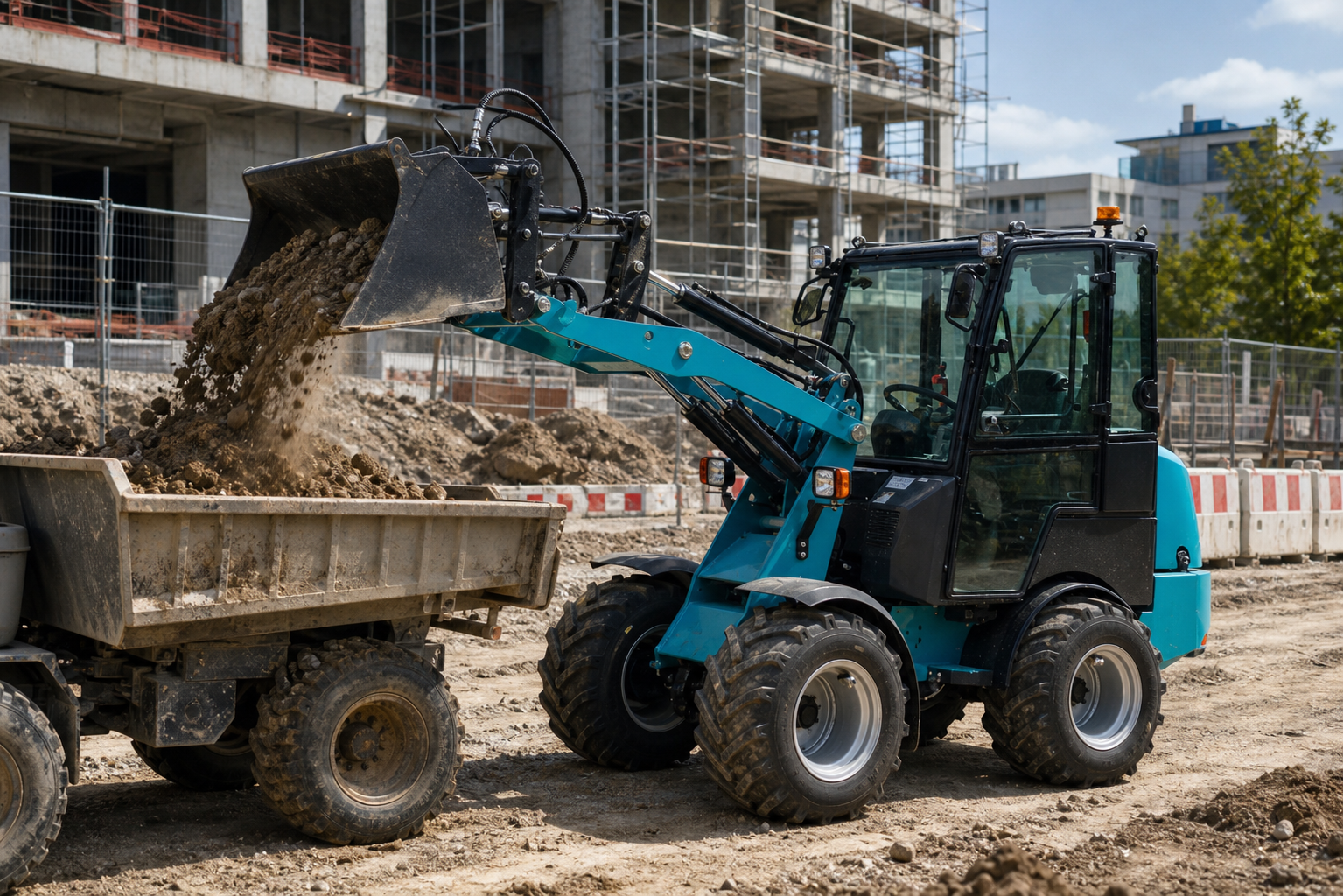 ZG1160 loading aggregate at a construction site