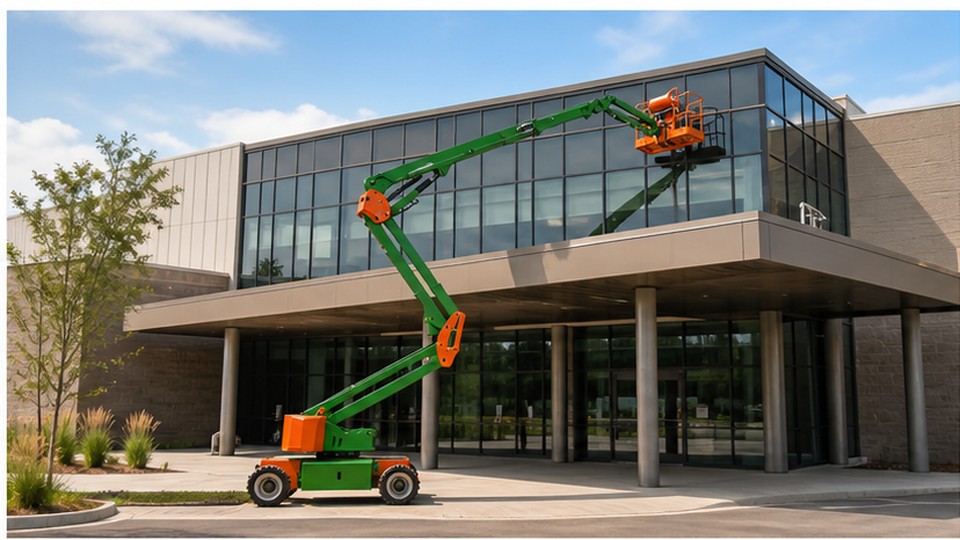 How Much Working Height and Outreach Does an Articulating Boom Lift Need? - articulating boom lift scene 1