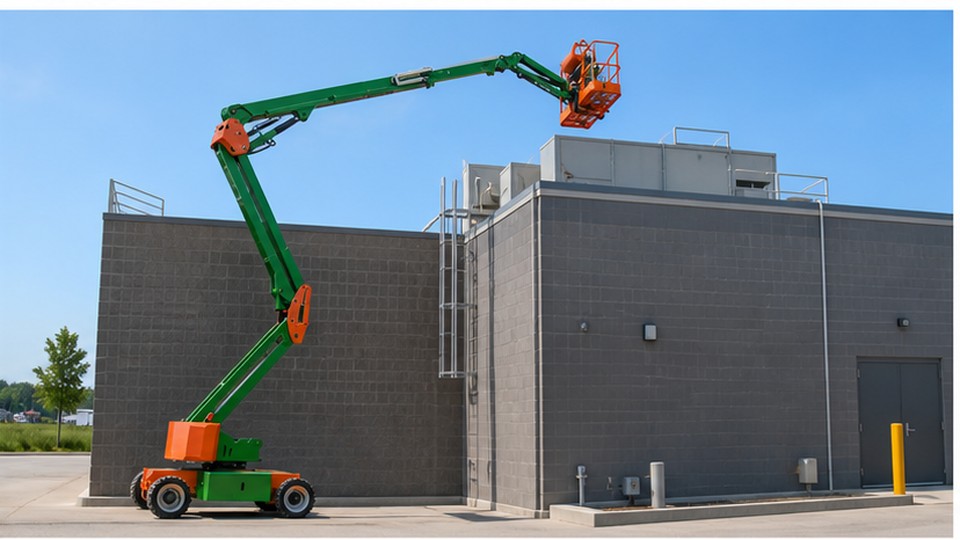How Much Working Height and Outreach Does an Articulating Boom Lift Need? - articulating boom lift scene 2