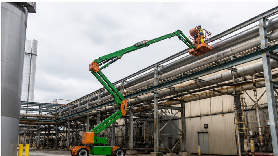 Articulating Boom Lift Case: Reaching Factory Maintenance Points Behind Pipe Racks - articulating boom lift scene 1