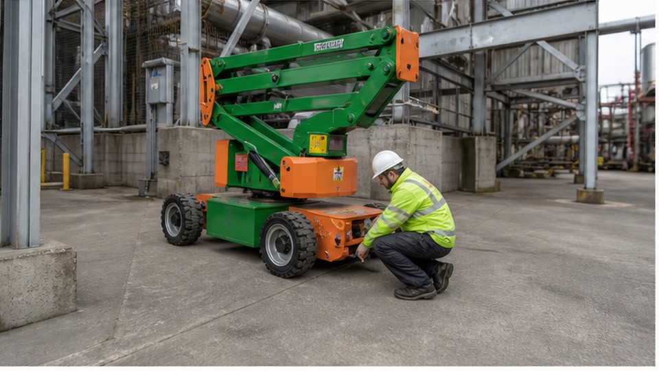 Articulating Boom Lift Case: Reaching Factory Maintenance Points Behind Pipe Racks - articulating boom lift scene 4