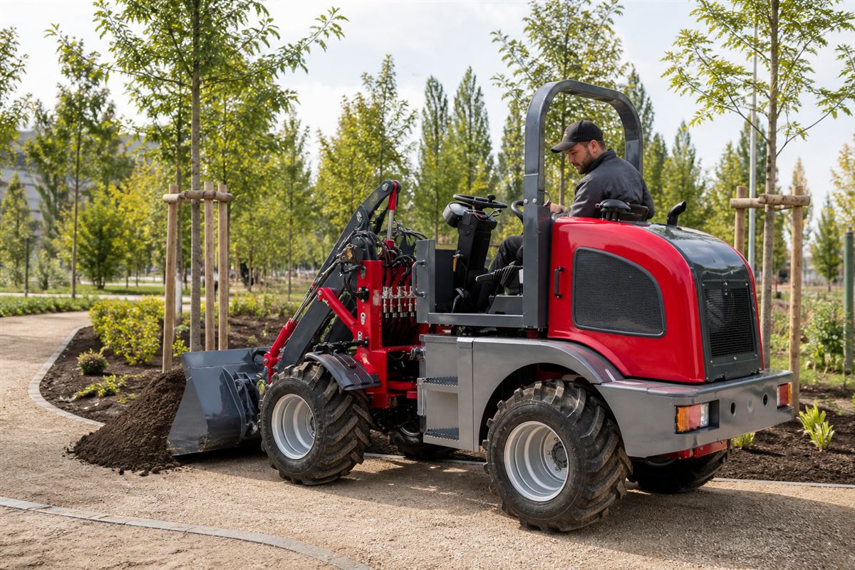 ZG908 moving topsoil during landscaping