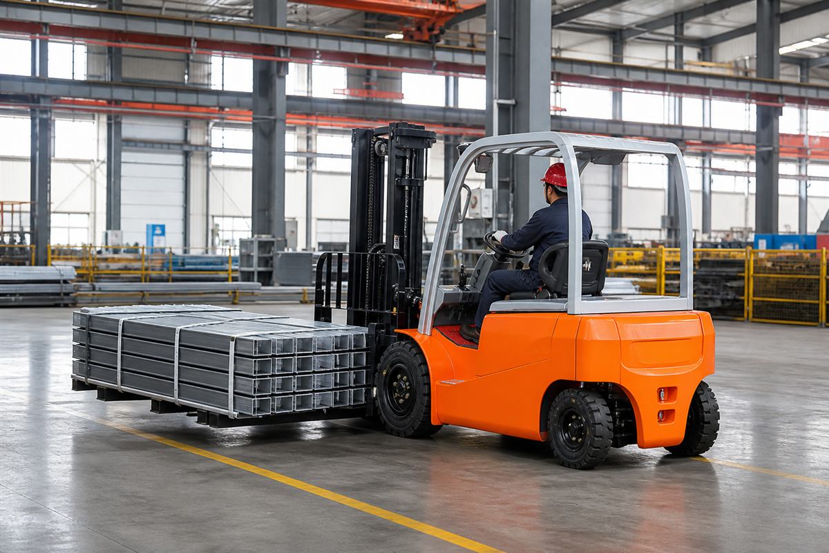 B50 lithium forklift supplying a manufacturing line
