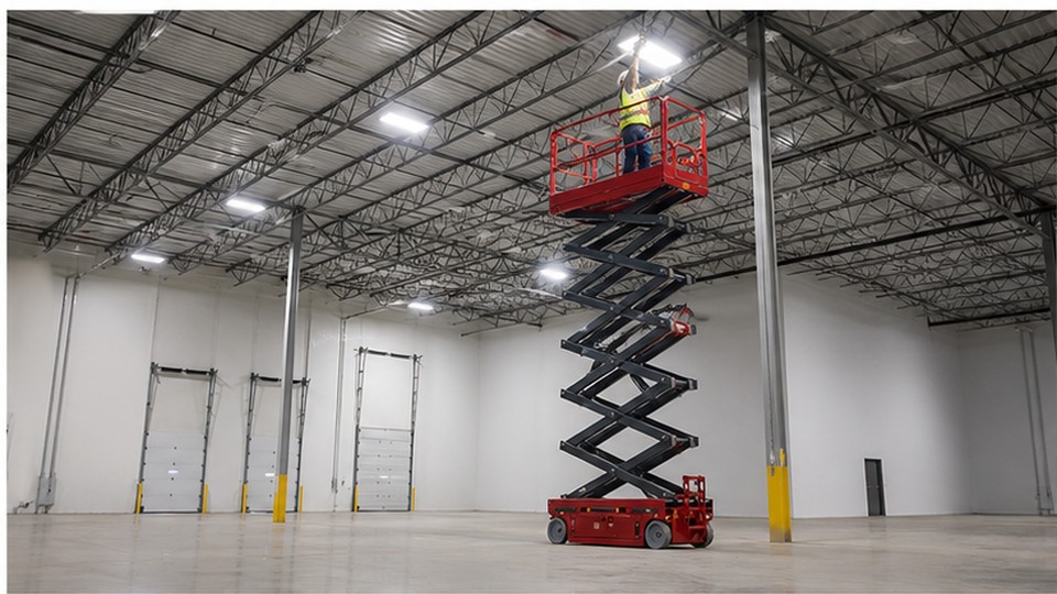 How High a Scissor Lift Do You Need for Warehouse Maintenance? - electric scissor lift scene 1