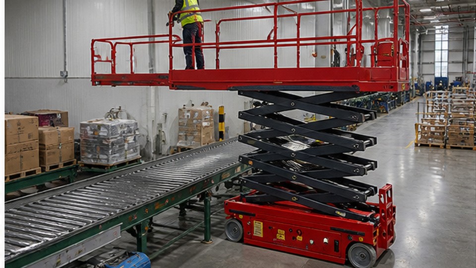 Scissor Lift Case: Choosing Platform Capacity and Floor Loading for a Busy Warehouse - electric scissor lift scene 3