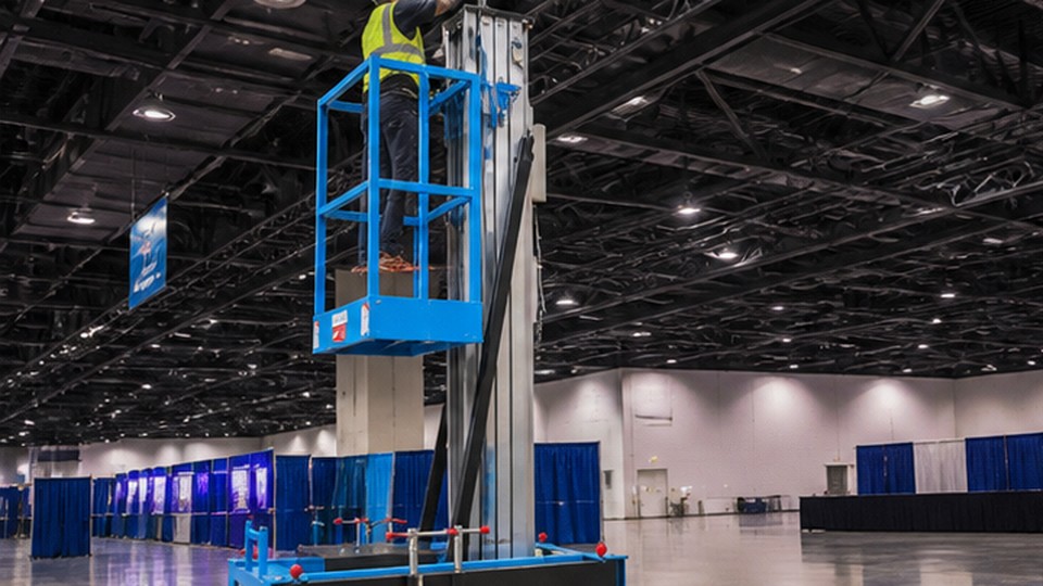 Single-Mast Aluminum Lift Case: Safer Hotel and Shopping Mall Ceiling Maintenance - single-mast aluminum alloy lift scene 3