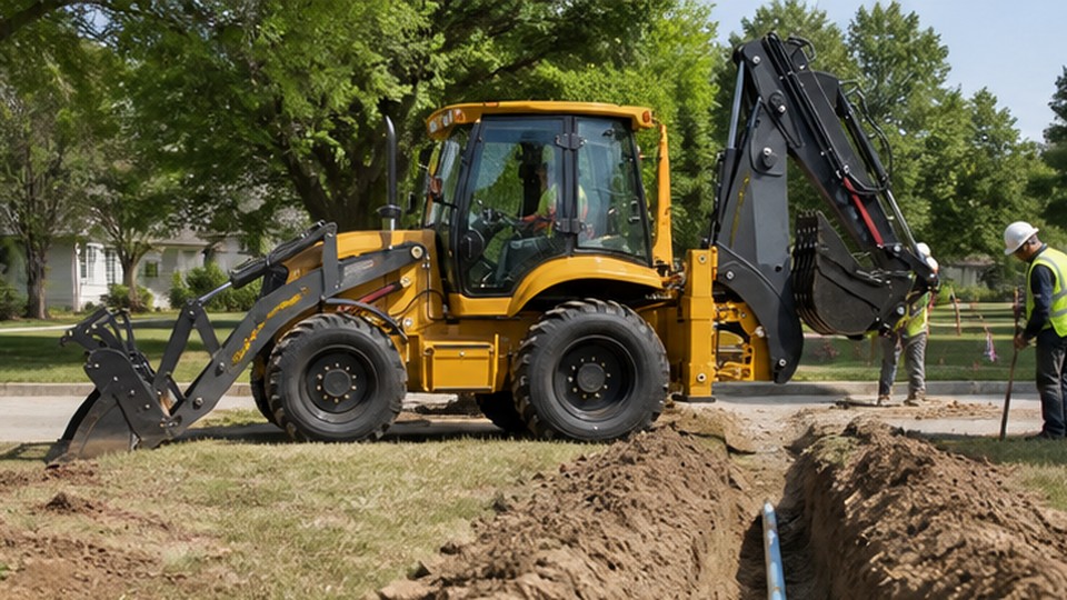 Backhoe Loader Case: Completing Drainage, Trenching and Backfilling with One Machine - backhoe loader scene 1