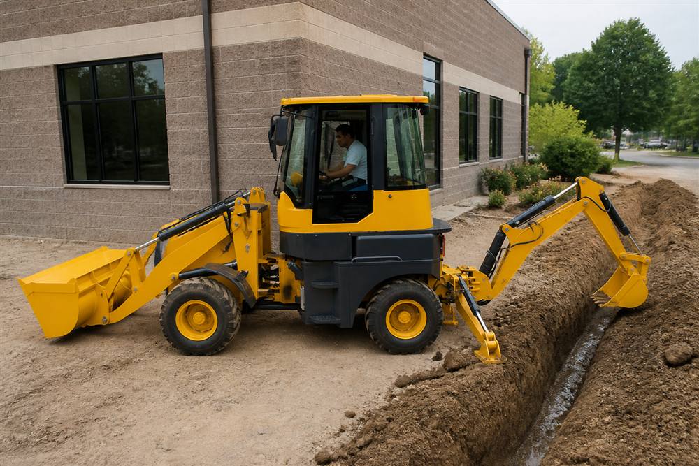 ZGLOADER / MYZG WZ15-10 Compact Backhoe Loader Application Guide drainage trench application