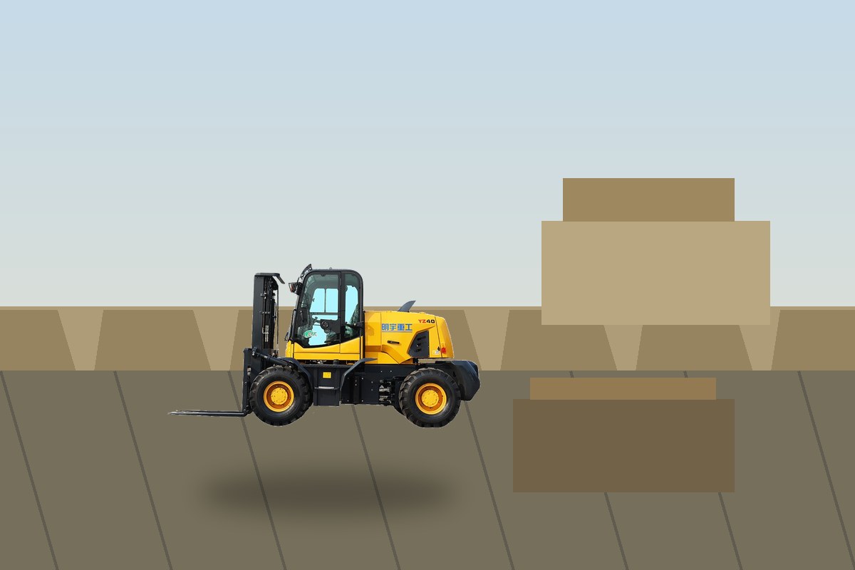 ZGFORKLIFT / MYZG rear steering rough terrain forklift scene 4