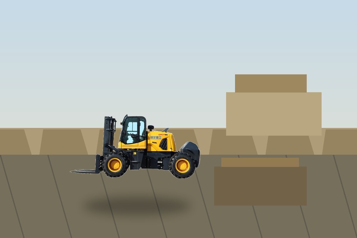 ZGFORKLIFT / MYZG rear steering rough terrain forklift scene 2