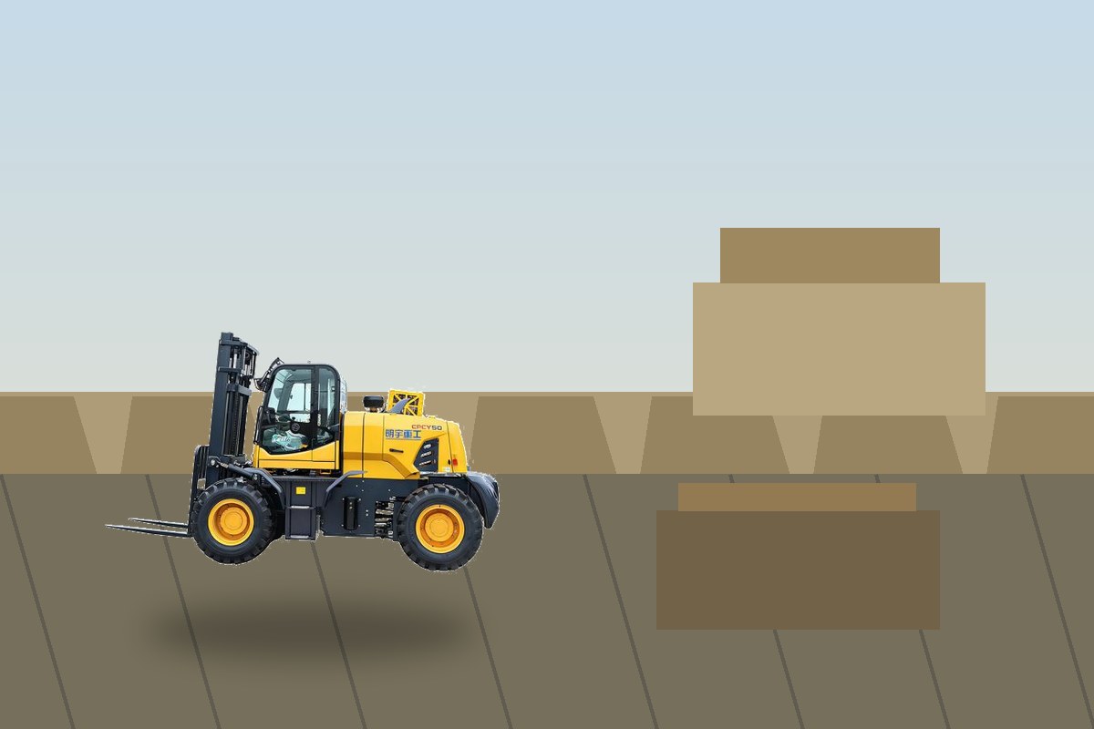 ZGFORKLIFT / MYZG rear steering rough terrain forklift scene 1