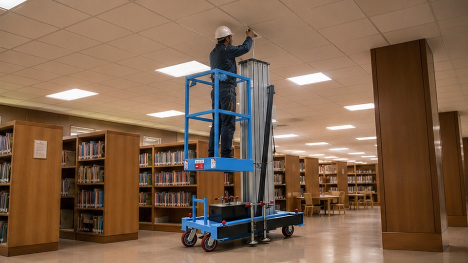 Single-Mast Aluminum Lift: Battery or AC Power for Indoor Facility Maintenance? - single-mast aluminum alloy lift 2