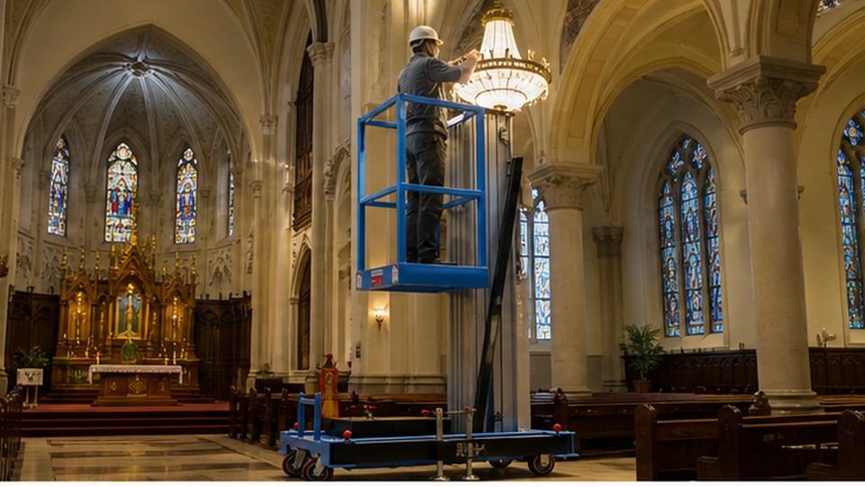 Single-Mast Aluminum Lift Case: Protecting Sensitive Floors in Museums and Public Buildings - single-mast aluminum alloy lift 2