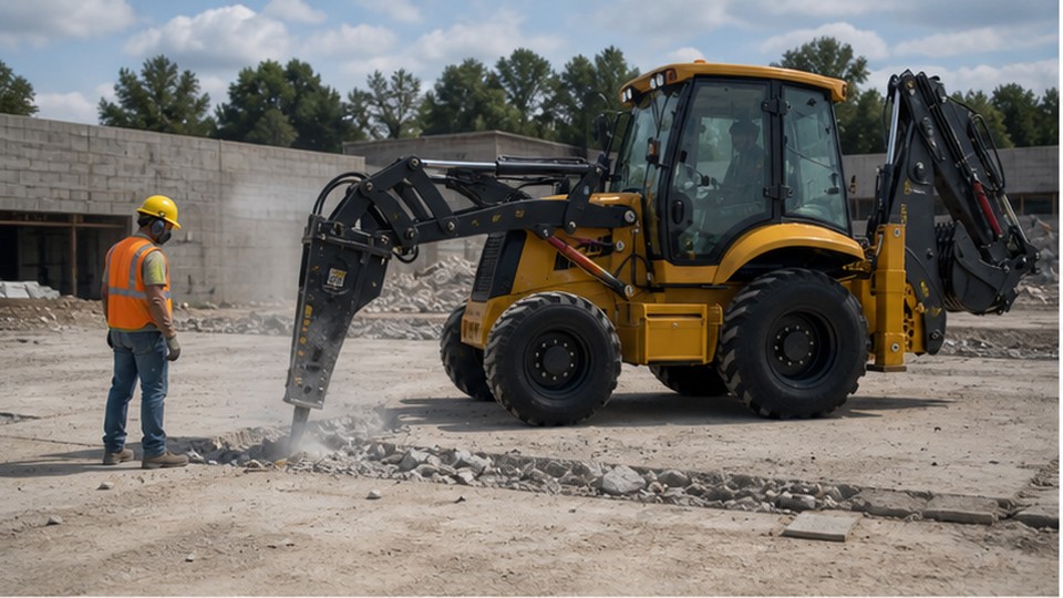 Which Backhoe Loader Attachments Fit Trenching, Concrete Breaking and Utility Work? - backhoe loader 1