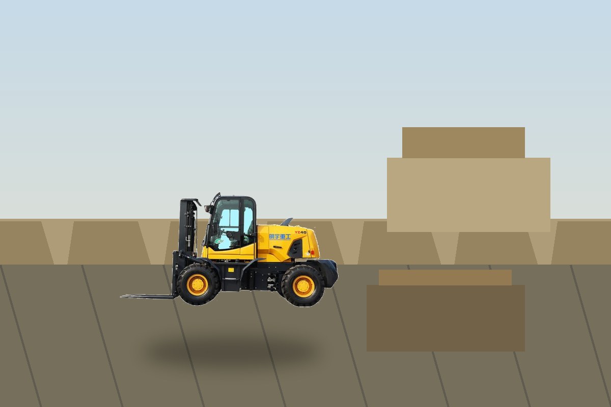 ZGFORKLIFT / MYZG integrated rough terrain forklift working scene