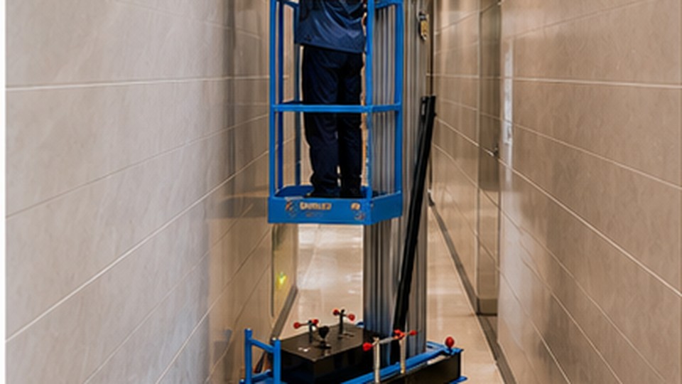 Single-Mast Aluminum Lift Case: Working Around Escalators, Displays and Public Traffic - single-mast aluminum lift 1