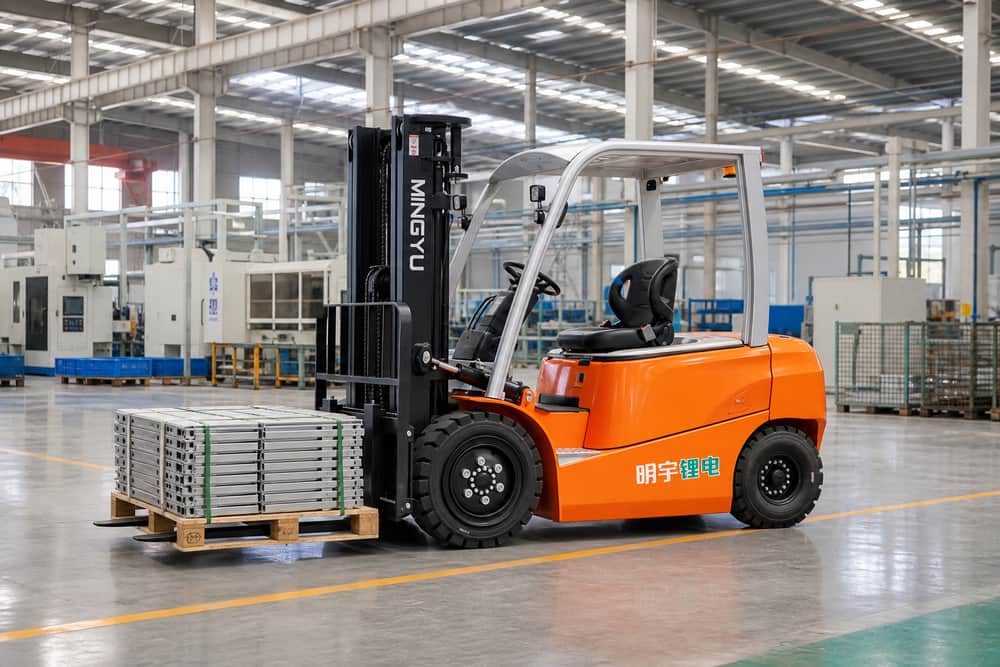 B30D lithium forklift working at a loading dock