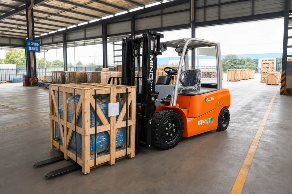 B35D lithium forklift supplying a manufacturing line