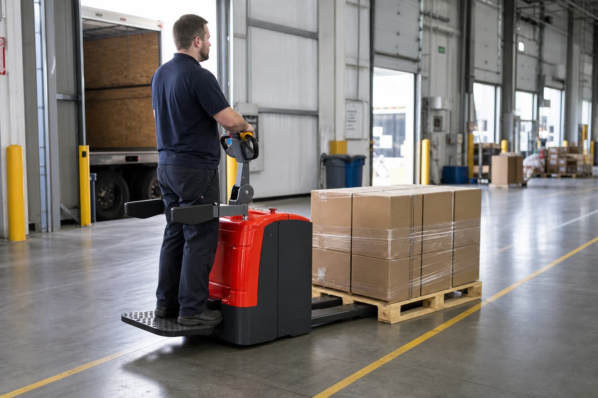 ZGLOADER / MYZG CBD20/25/30 Stand-On Electric Pallet Truck cross-dock transport application