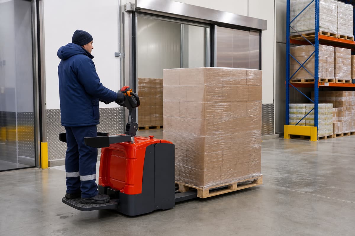 ZGLOADER / MYZG CBD20/25/30 Stand-On Electric Pallet Truck cold-storage distribution application