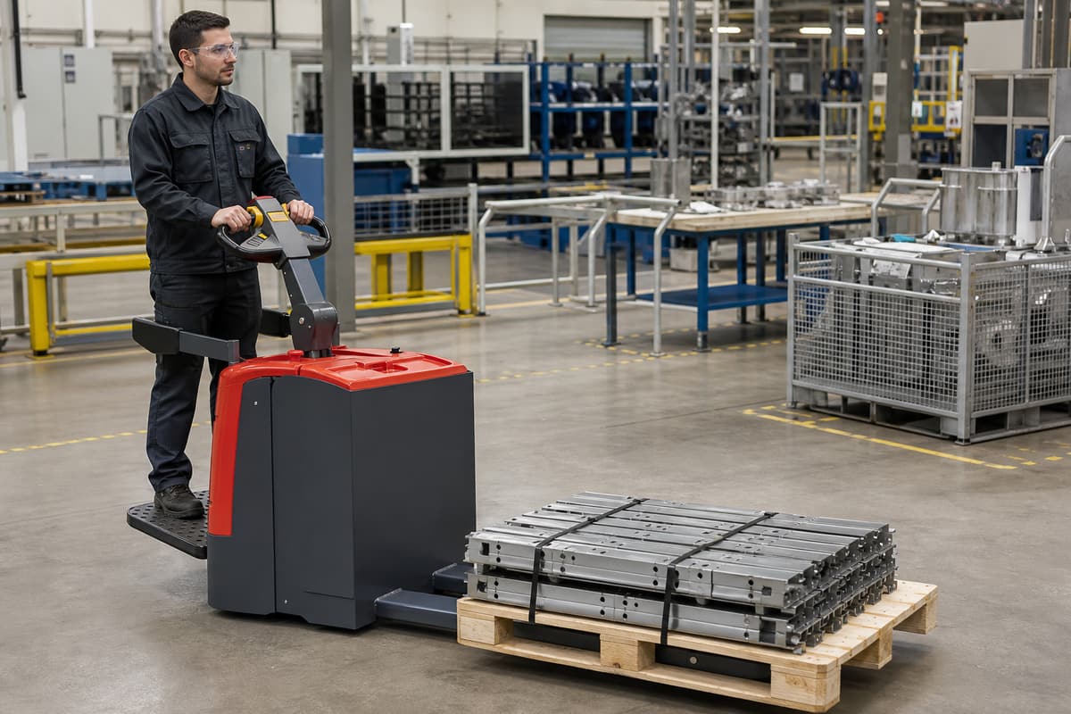 ZGLOADER / MYZG CBD20/25/30 Stand-On Electric Pallet Truck manufacturing intralogistics application