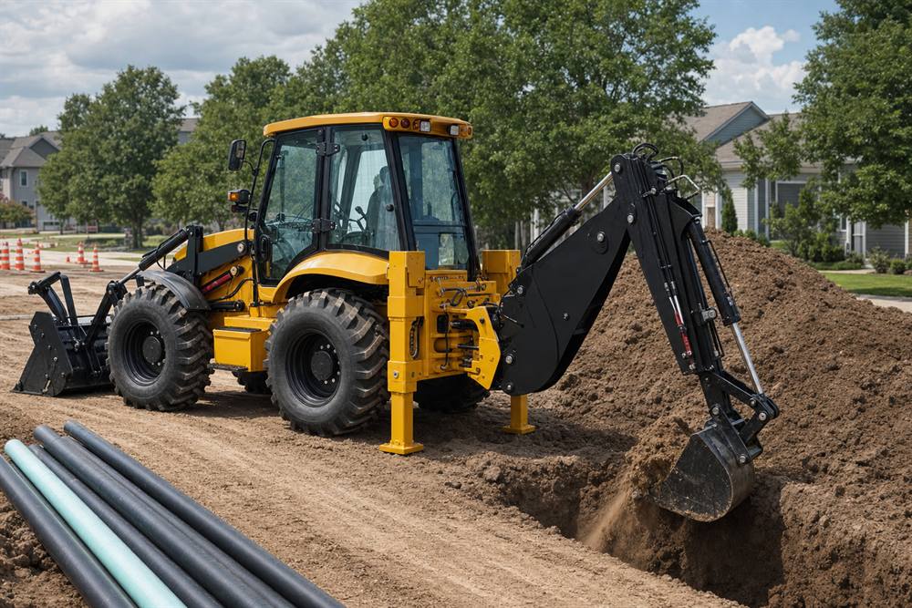 ZGLOADER / MYZG 388-H Backhoe Loader Municipal and Farm Site Solutions drainage trench application