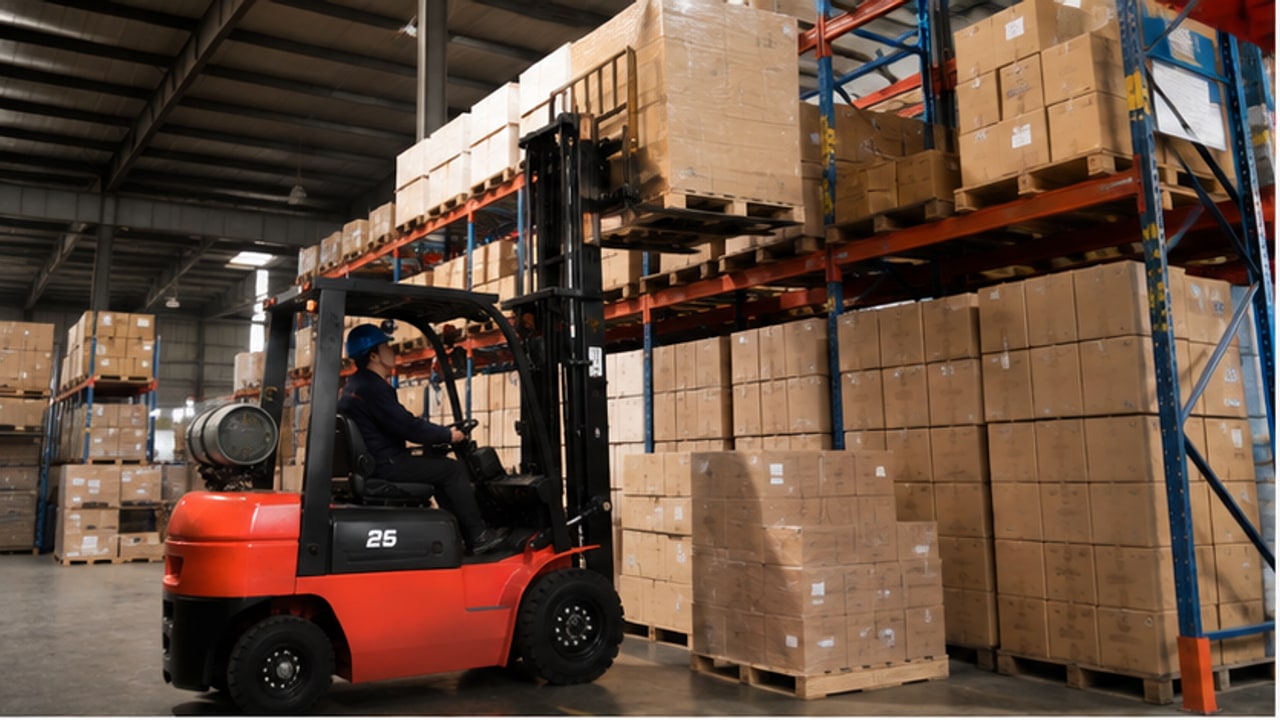 LPG Forklift Case: Crossing Dock Levelers with Appliance Pallets - LPG forklift 1