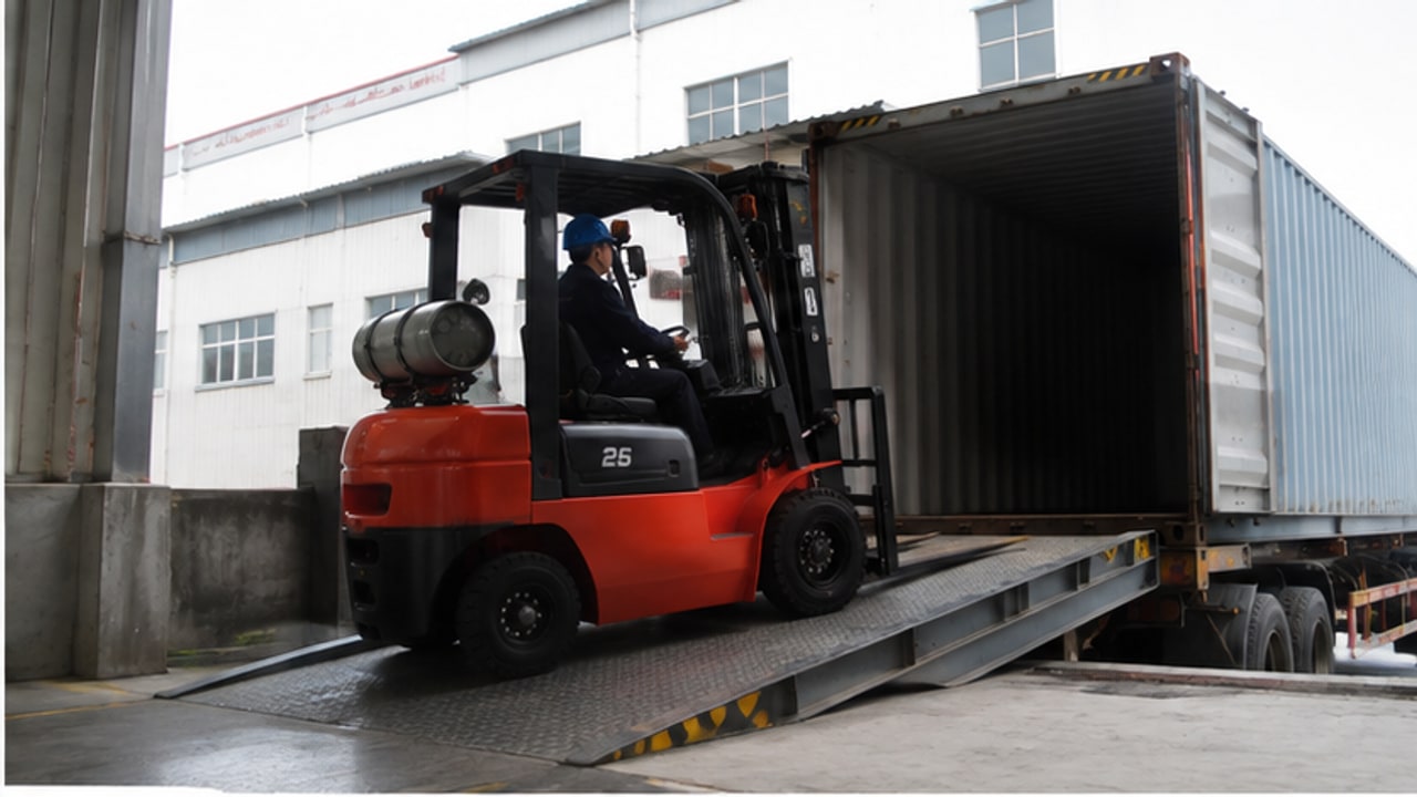LPG Forklift Case: Crossing Dock Levelers with Appliance Pallets - LPG forklift 2