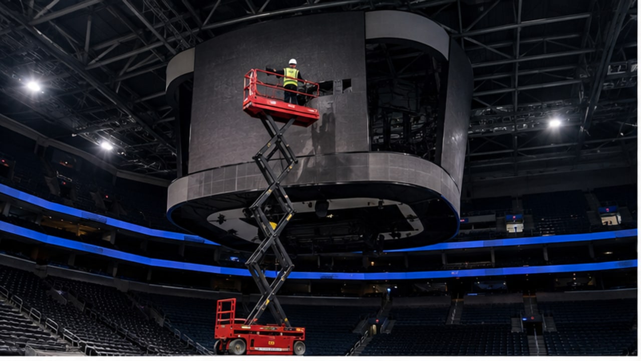 Aerial Lift Case: Servicing Scoreboards and Roof Trusses in an Arena - aerial work platform 1