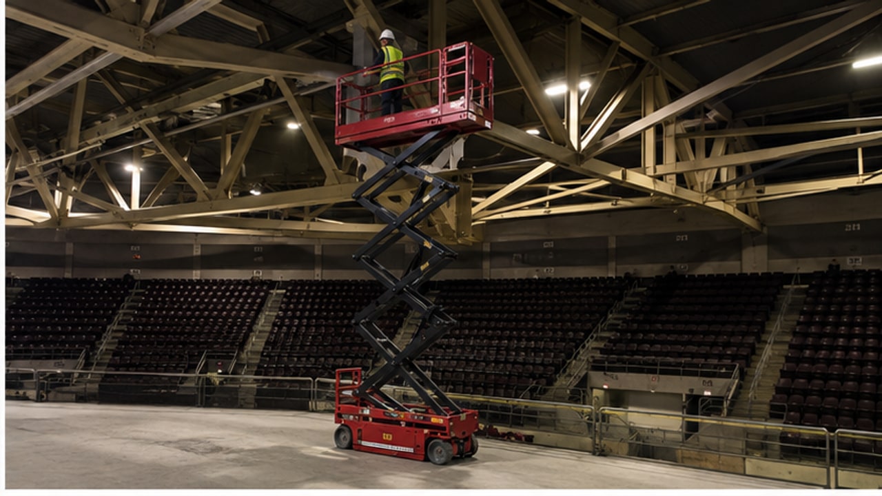 Aerial Lift Case: Servicing Scoreboards and Roof Trusses in an Arena - aerial work platform 2