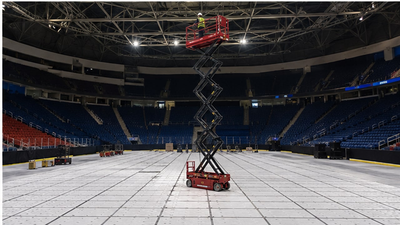 Aerial Lift Case: Servicing Scoreboards and Roof Trusses in an Arena - aerial work platform 4