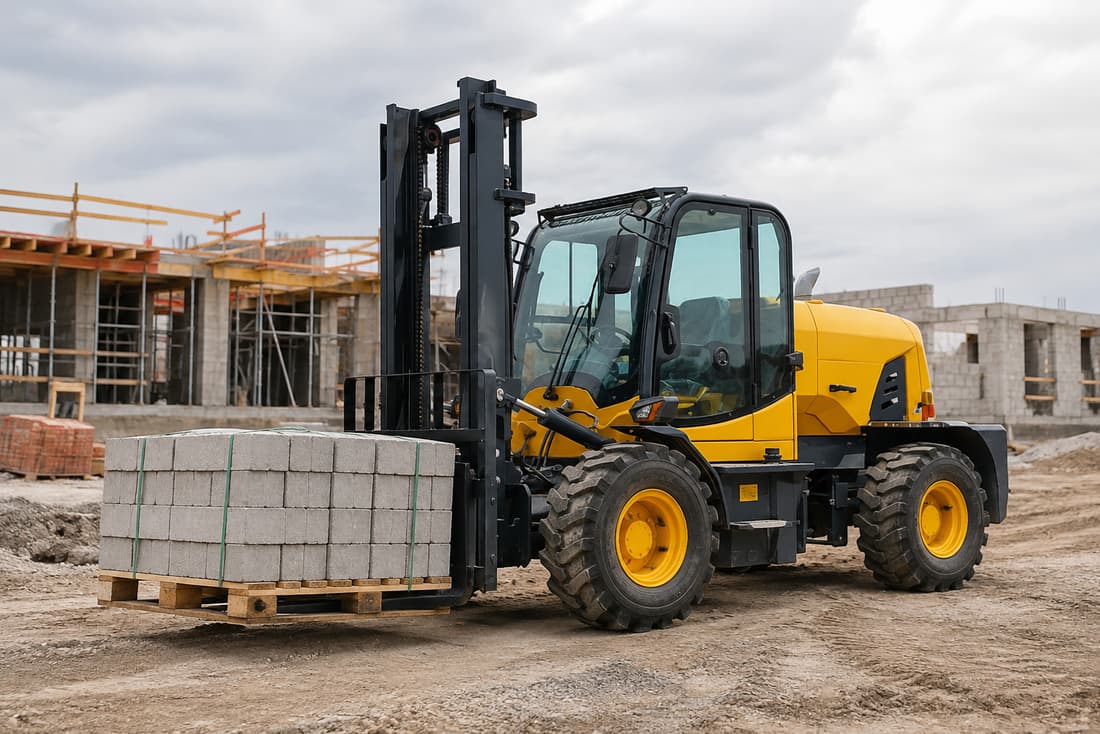 ZGLOADER / MYZG 3T Rear-Steering Rough Terrain Forklift work scene 2