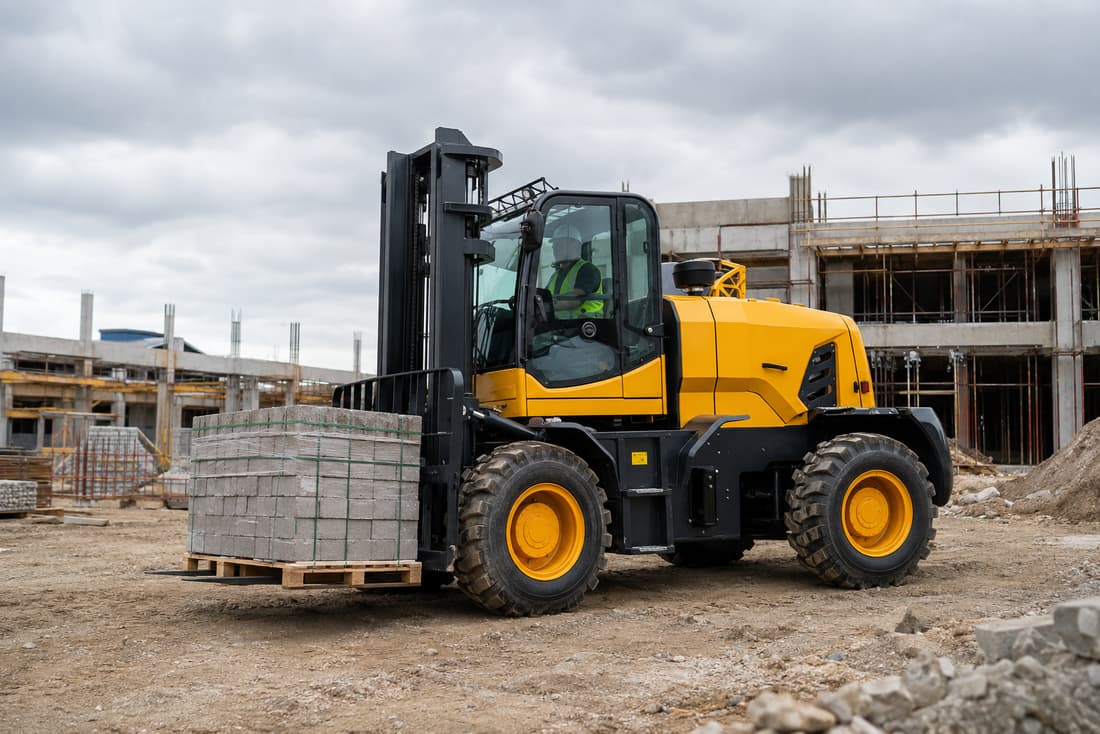 ZGLOADER / MYZG 5T Rear-Steering Rough Terrain Forklift work scene 2