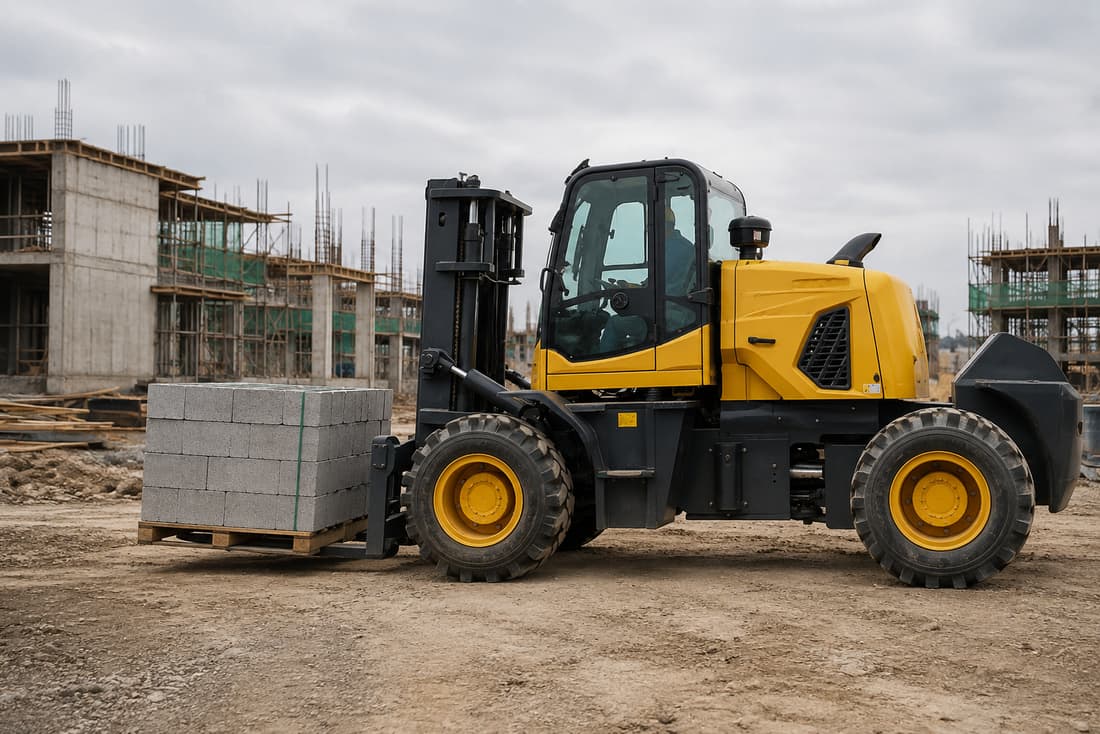 ZGLOADER / MYZG 8T Rear-Steering Rough Terrain Forklift work scene 2
