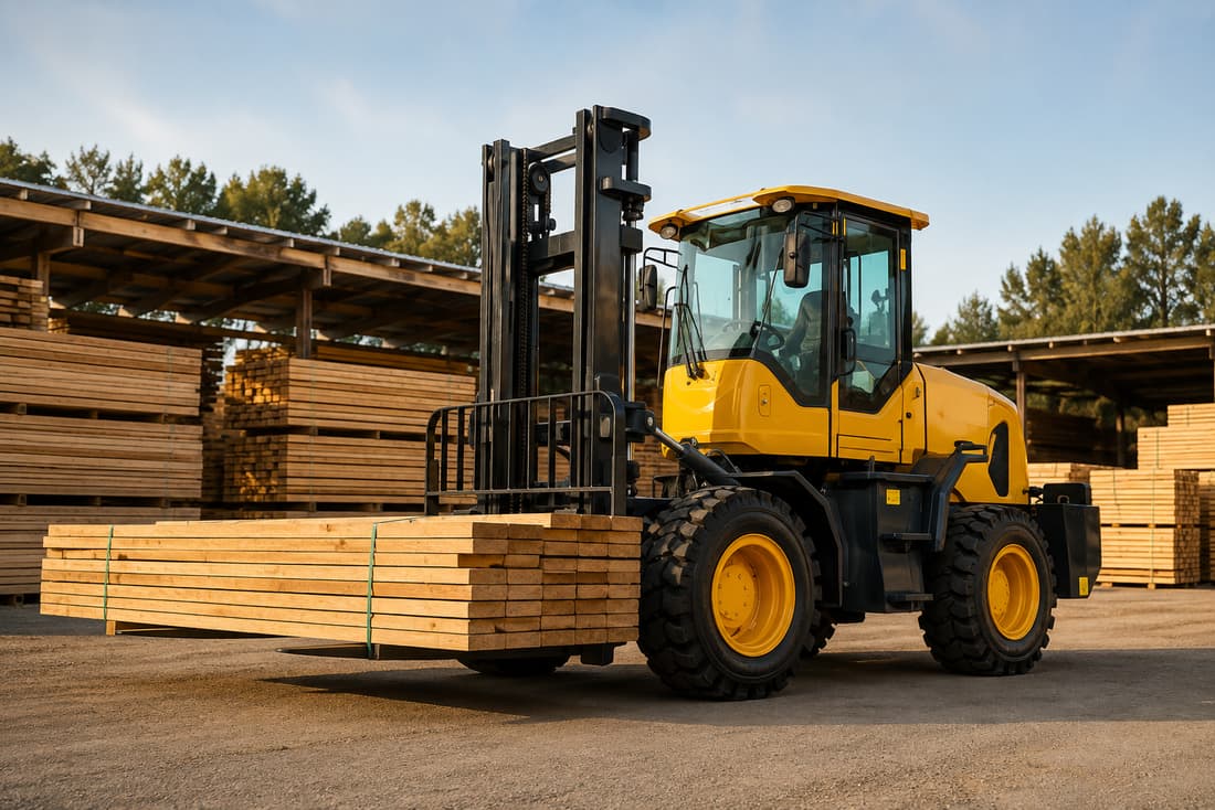 ZGLOADER / MYZG 5T Articulated Rough Terrain Forklift work scene 3