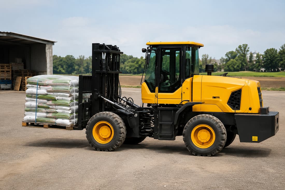ZGLOADER / MYZG 7T Articulated Rough Terrain Forklift work scene 1