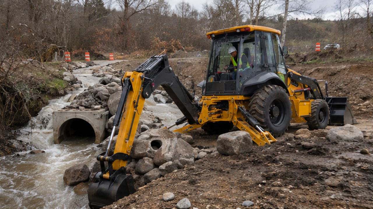 Backhoe Loader Case: Repairing a Washed-Out Road Culvert - backhoe loader 2