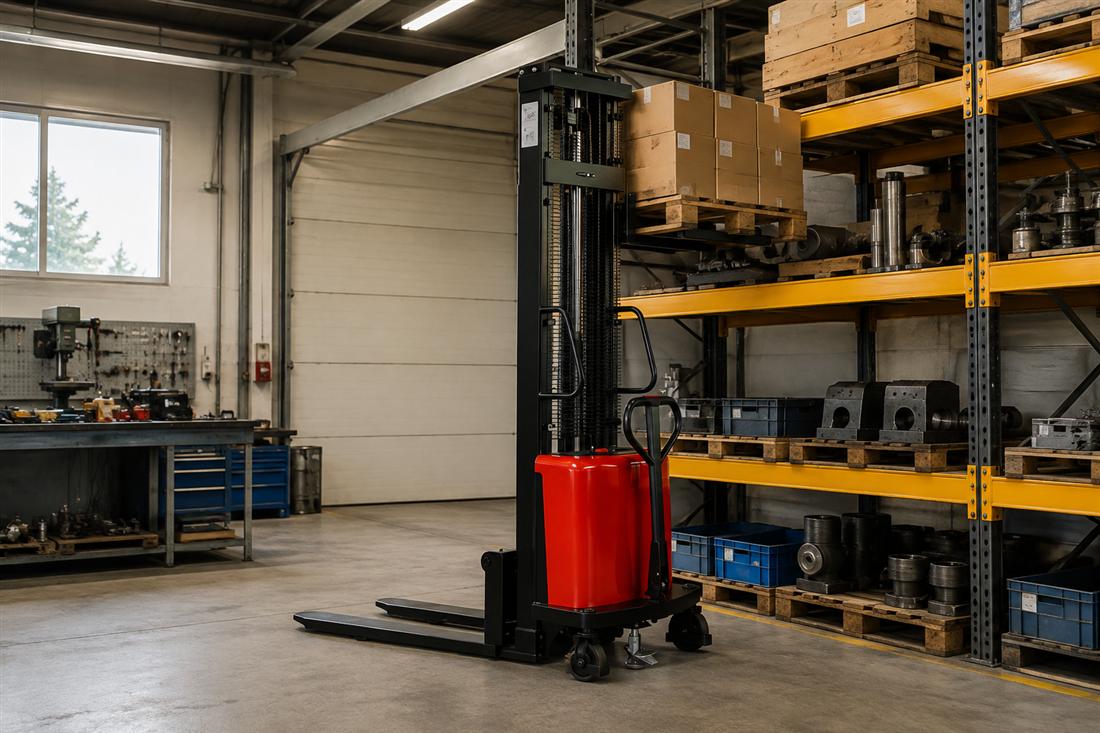SBD Semi-Electric Cross-Leg Pallet Stacker 1