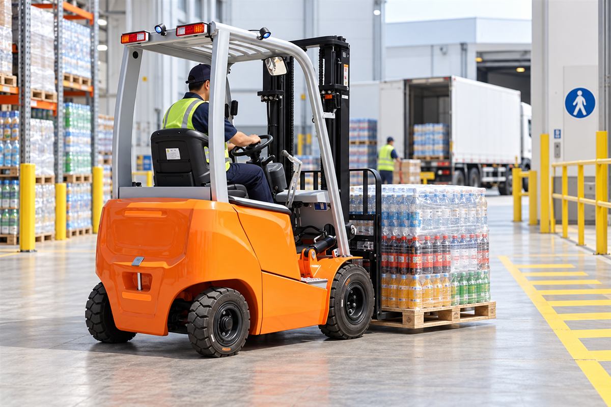 CPD15 electric forklift serving beverage distribution