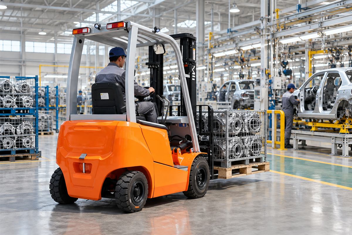CPD15 lithium forklift supplying an automotive assembly line