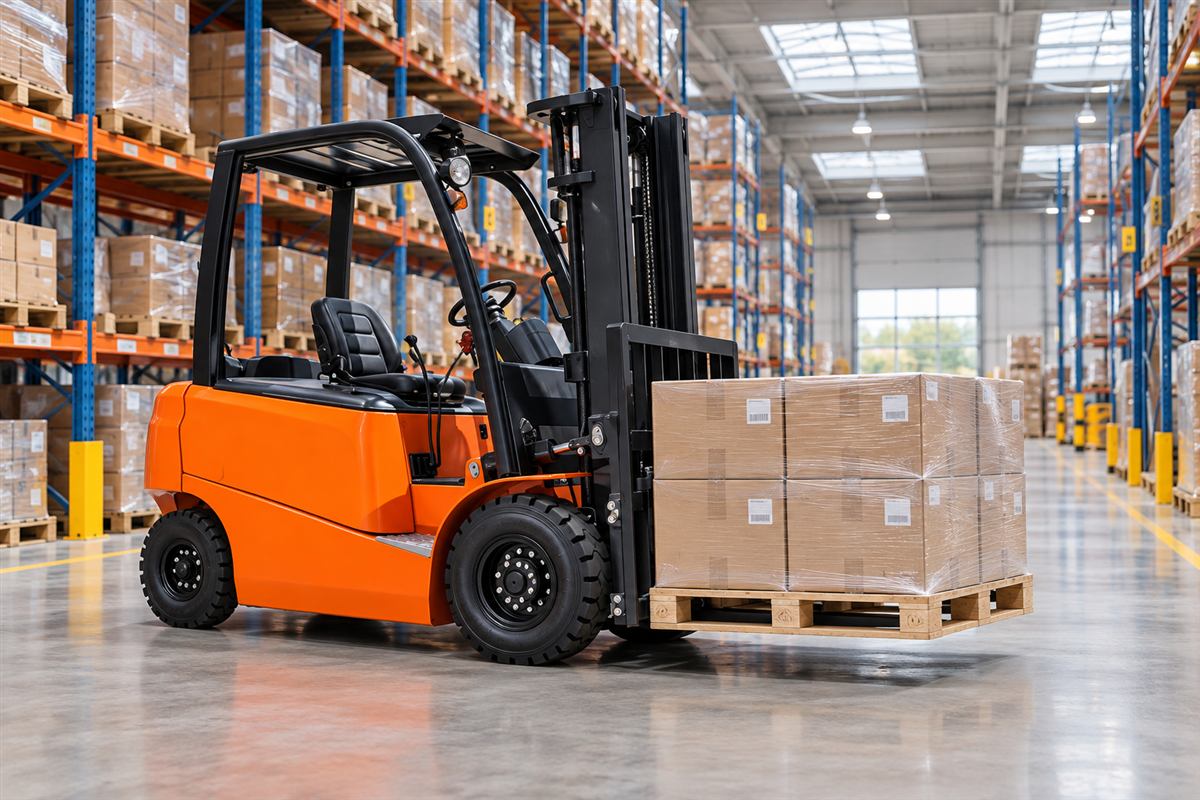 CPD20 lithium forklift handling cartons in a warehouse