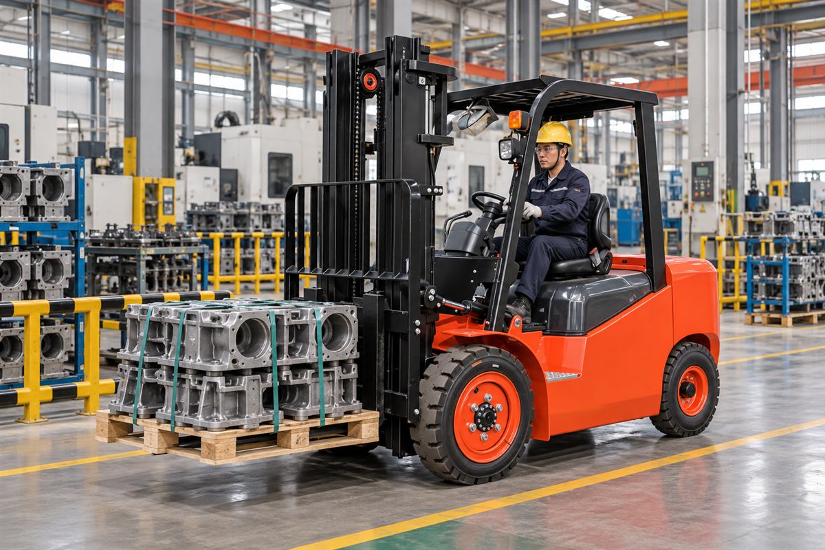 CPD30 electric forklift supplying heavy manufacturing
