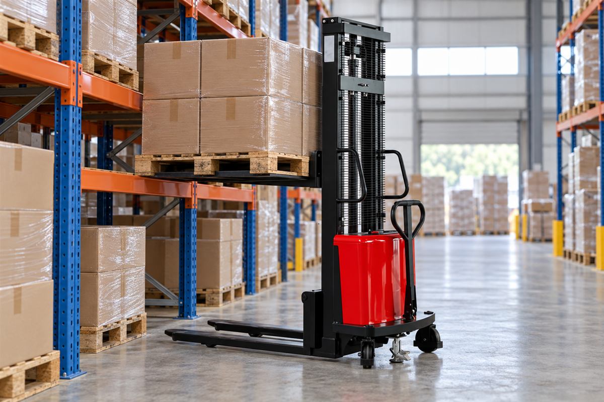 SBD Semi-Electric Cross-Leg Pallet Stacker 1