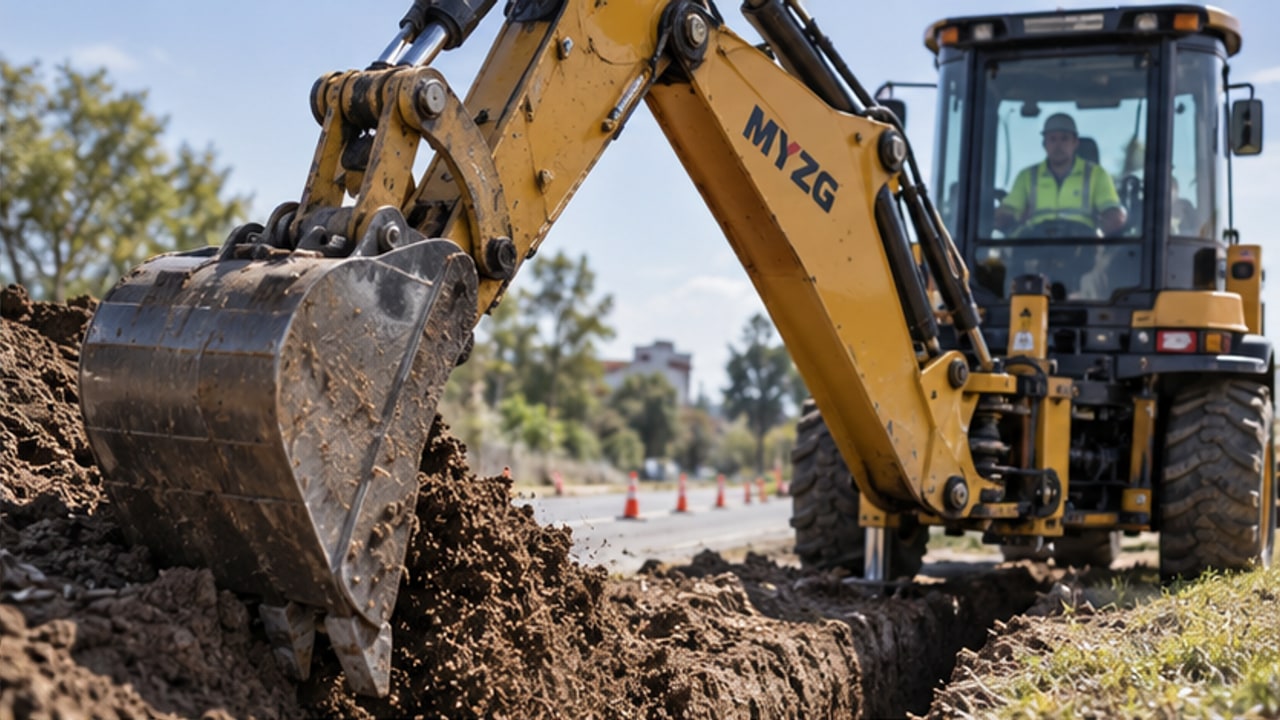 Backhoe Loader Case: Rear Boom Slowly Swings Away from the Trench - backhoe loader 2
